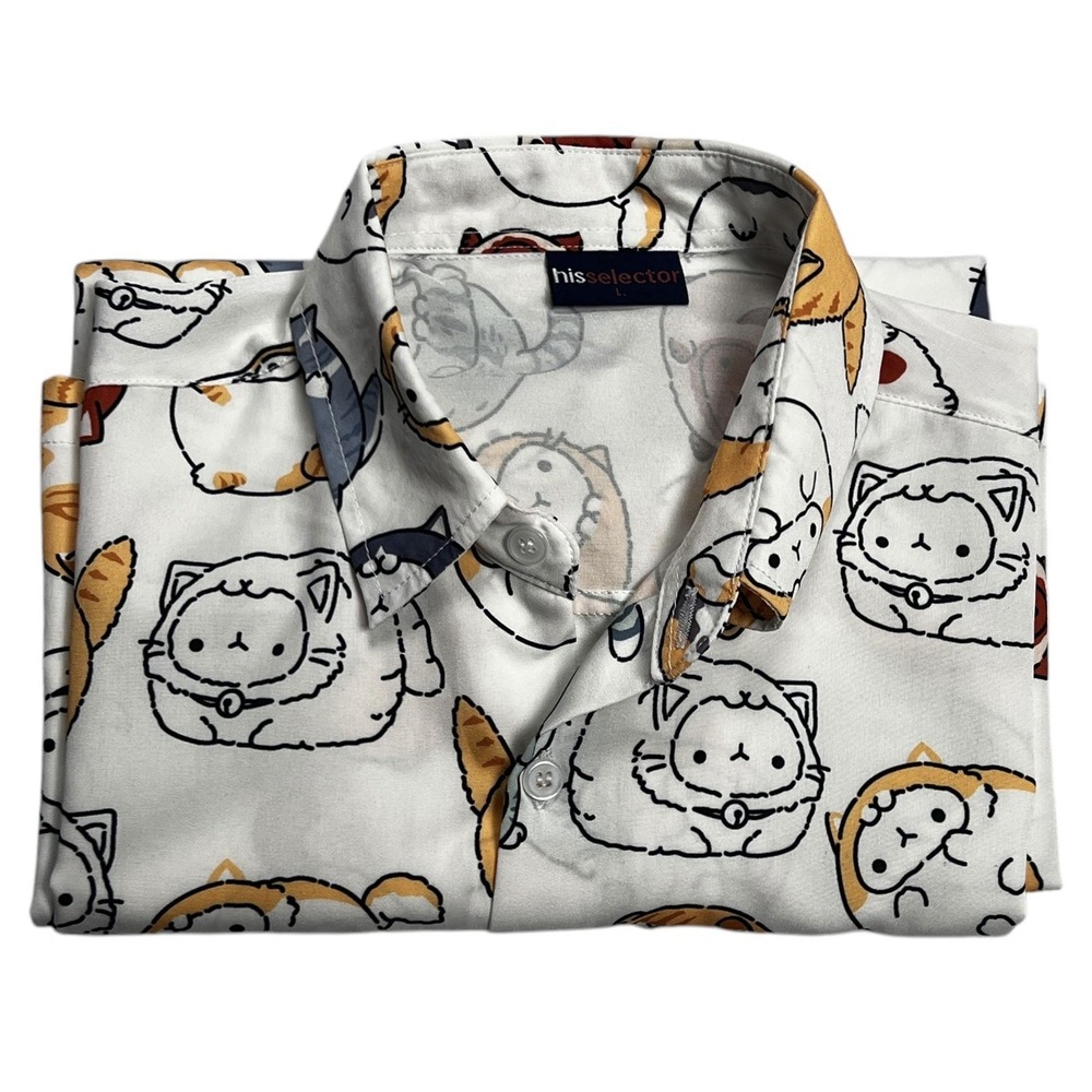 Men's Thai Casual Printed Loose-Fit Shirt -authentic From Thailand Button Up - L - Picture 5 of 8